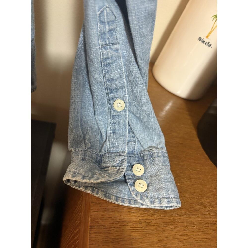 Per Se Women’s Chambray Button Down Shirt Small Light Wash Denim Long Sleeve - Picture 4 of 9